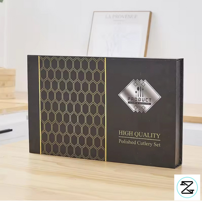 GoldenKitchen: Set de Cubiertos Dorados 24 Piezas Premium Acero Inoxidable+ Caja Regalo + Envío Gratis